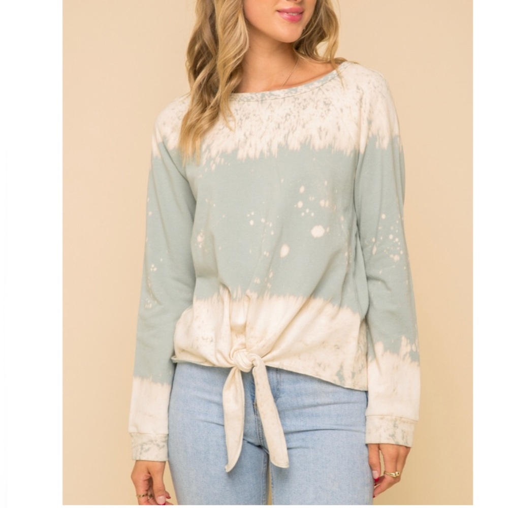 Anthropologie Hem & Thread Tie Front Sweatshirt Tie Dye Medium